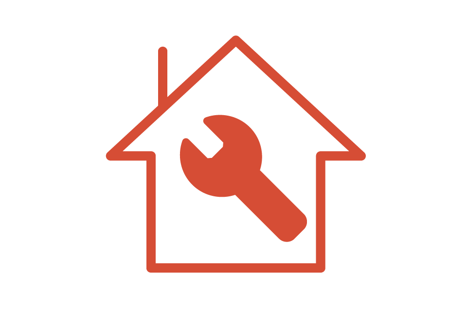 家の中に工具のあるイラスト